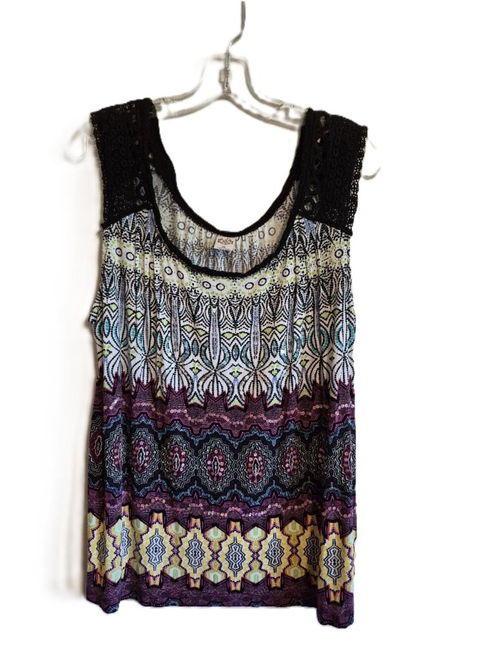Bila Boho Festival Crochet Sequin Flowy Sleeveless Blouse